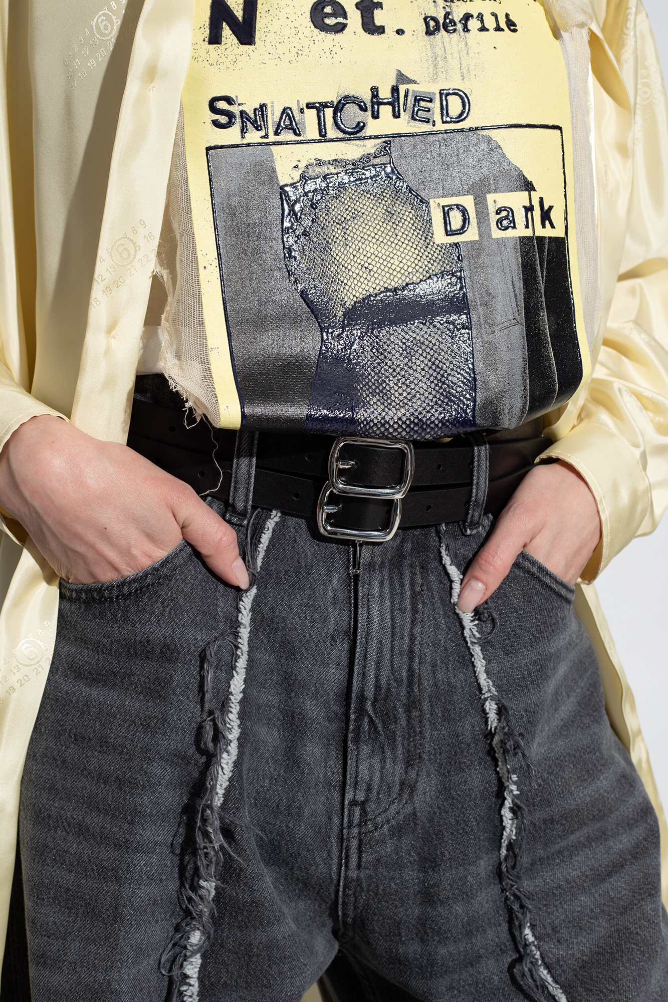 【関税＆送料込み】Mm6 Maison Margiela Leather Belt MM6 Maison Margiela // Black & Gold Leather Belt – VSP
